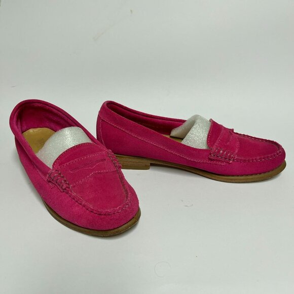 GH Bass Weejuns Suede Leather Fuchsia Pink Penny Loafers - Picture 6 of 7